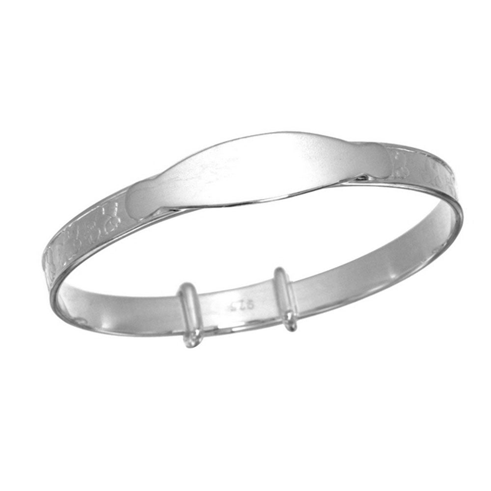 Baby Bangle Teddy Bear Sterling Silver Christening Bracelet